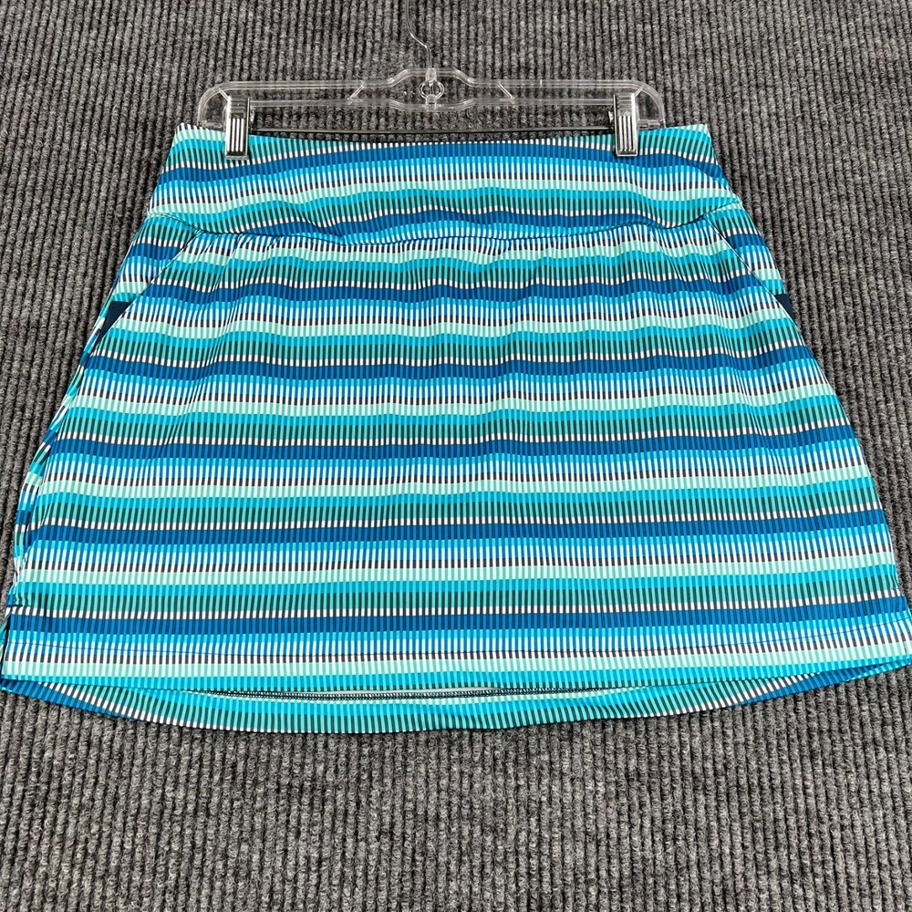 Adidas Skort Skirt Womens Medium Blue Striped Tennis Golf Pickleball Outdoor